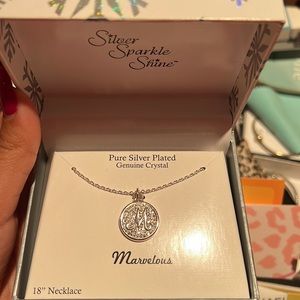 Silver M necklace